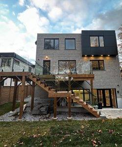 Backyard Deck with Suspended Stairs